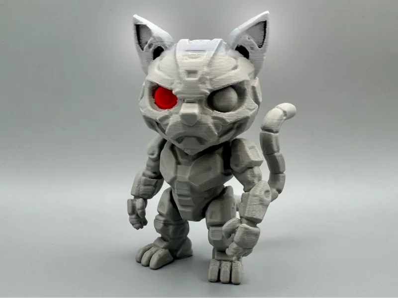 Catinator – Robotic Feline Figurine with Red Eye