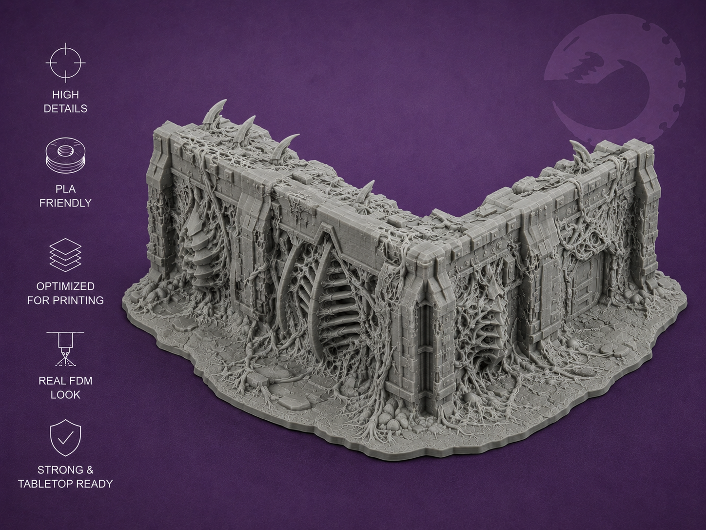 Tyranide Infested Bunker Wall - Tabletop Terrain