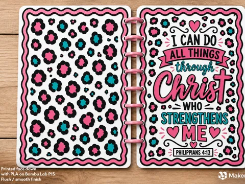 Tapa o cubierta: A5 Philippians 4:13 Leopard Print Notebook Covers — referencia de MakerWorld