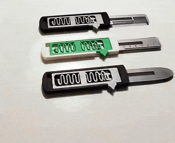 Özel Tasarım Çok Fonksiyonlu Alet: Ölçer, Çelik Katlanabilir Bıçak ve Tarak Süs