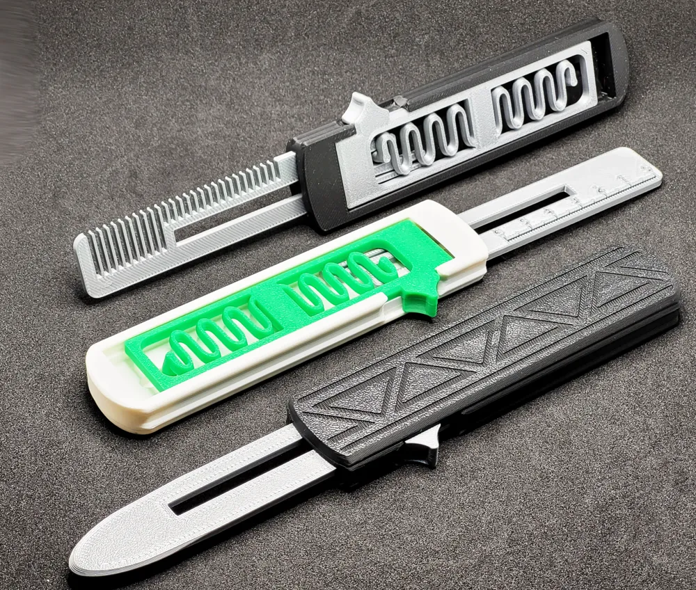 Özel Tasarım Çok Fonksiyonlu Alet: Ölçer, Çelik Katlanabilir Bıçak ve Tarak Süs