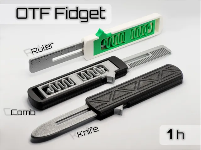 OTF Fidget Knife - Ruler - Comb