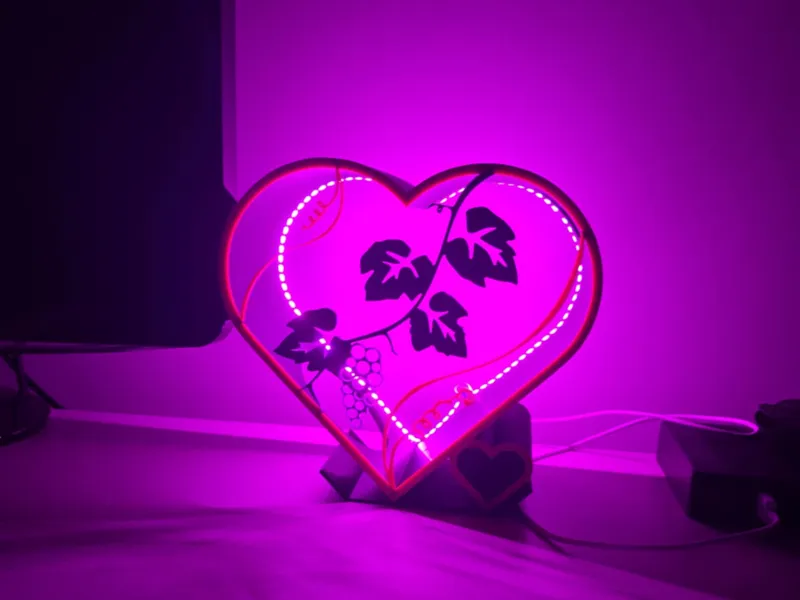 Heart shaped wine holder with wifi leds (ws2812b)