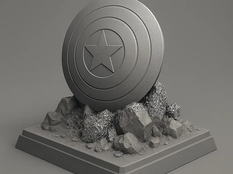 Captain America Shield in the ground