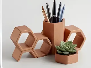 Terracotta Hex Blocks planter and penholder