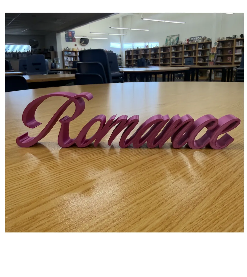 Romance Library Sign Romance Bookshelf Sign - Free 3D Print Model - MakerWorld