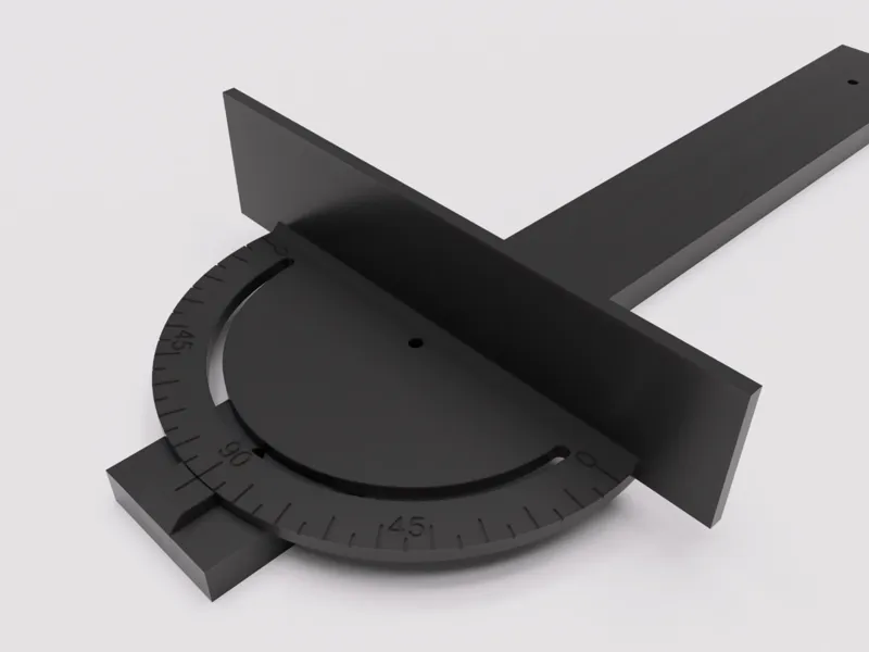 Mini table saw guide rail with protractor