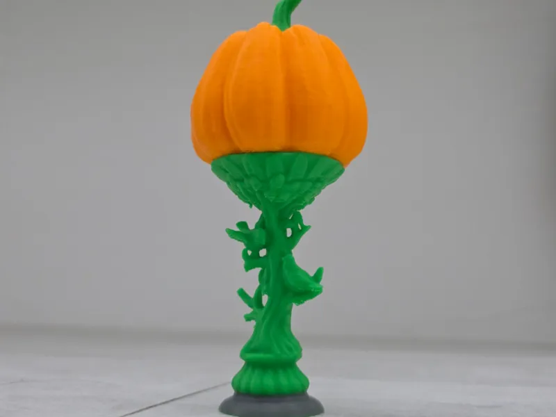 Pumpkin statue on a tree branch, 3D scan SCULPTURE