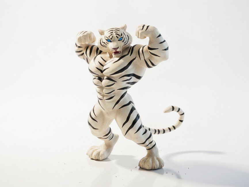 Buff Tiger Figurine Muscular Character