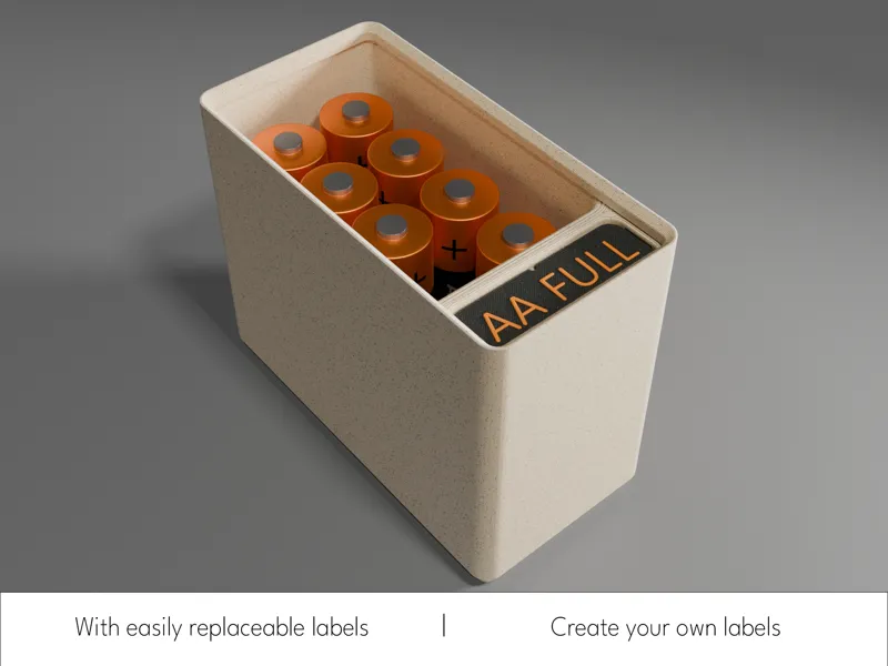 Gridfinity AA Battery Storage 1x2x9 with Label