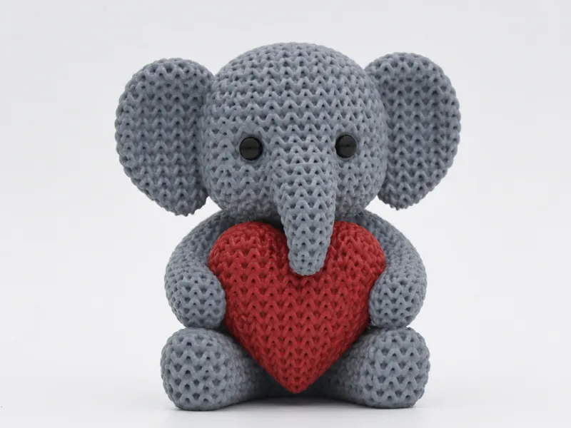 Knitted Elephant With Heart