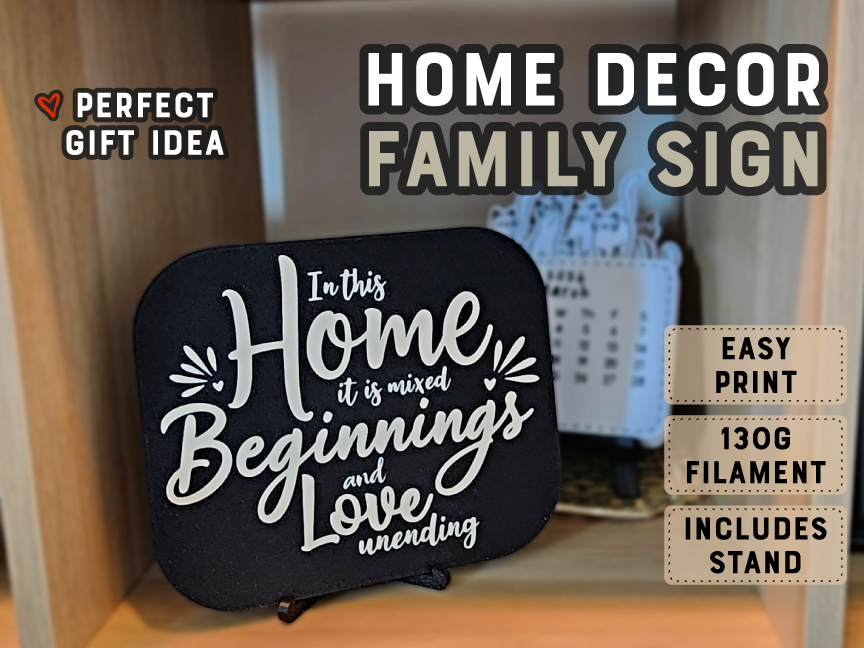 Home Decor Family Quote Sign w/ Stand