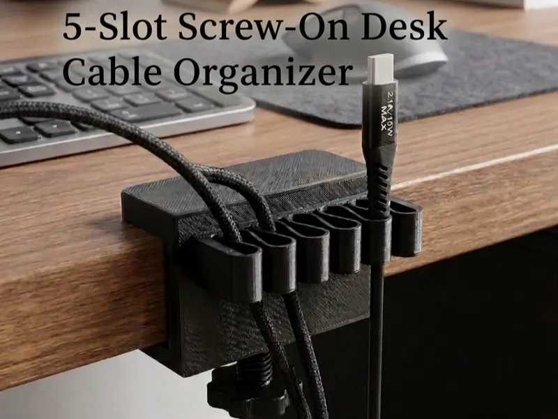 5-Slot Screw-On Desk Cable Organizer