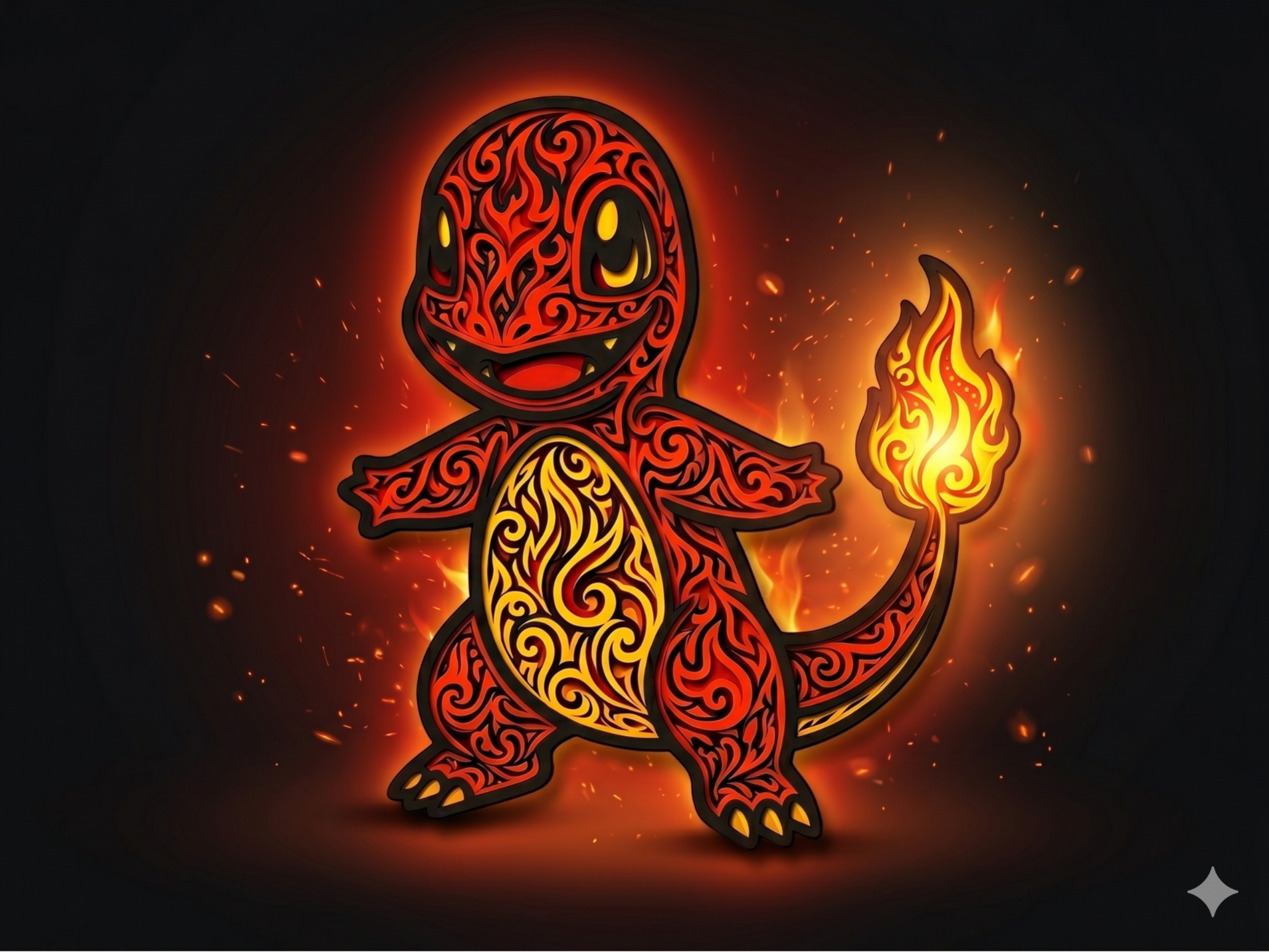 Charmander Fan Art - Ornamental Fire Relief