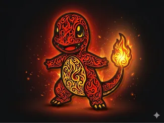 Charmander Fan Art - Ornamental Fire Relief