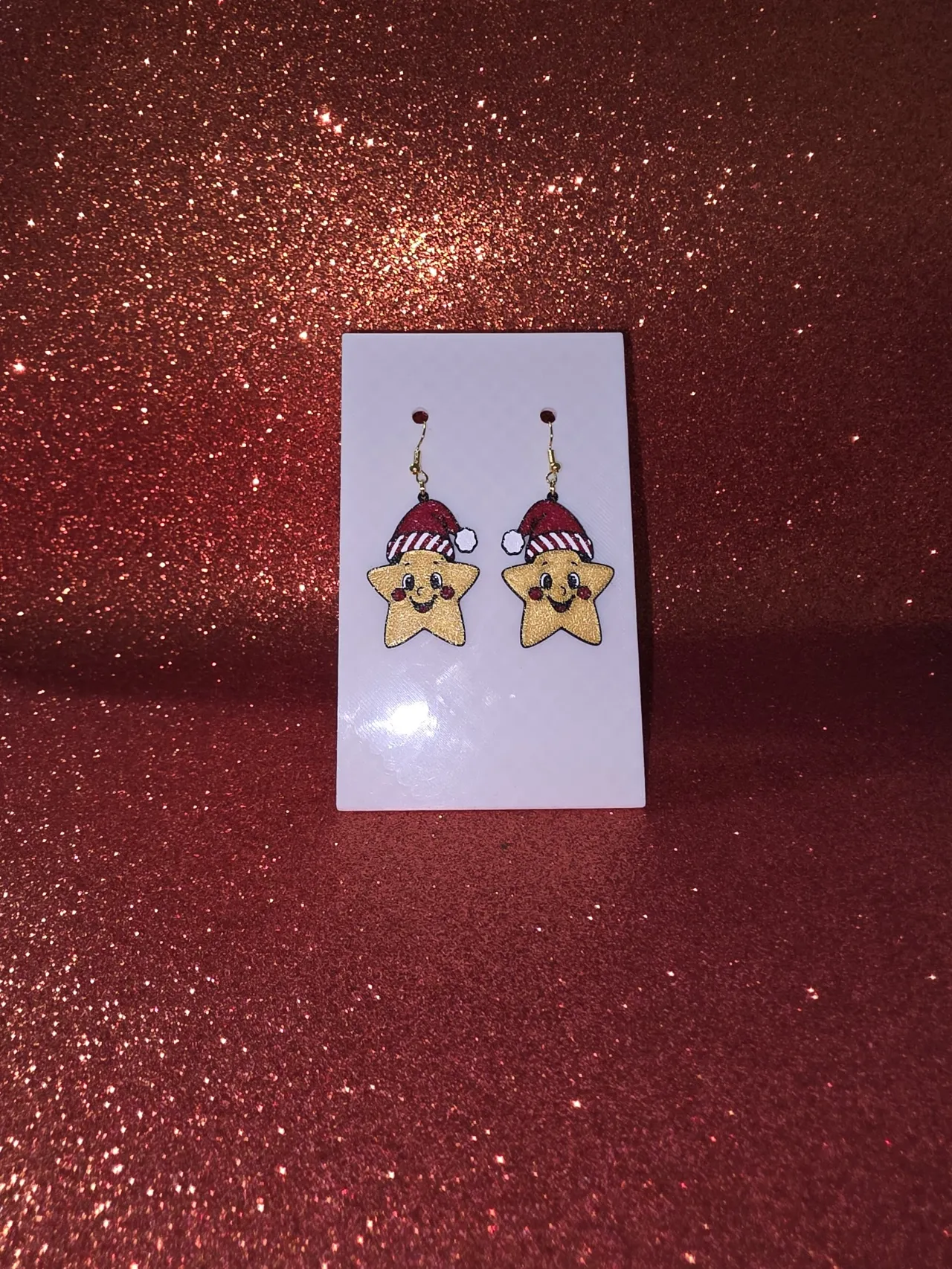 Happy Christmas star earrings view 2