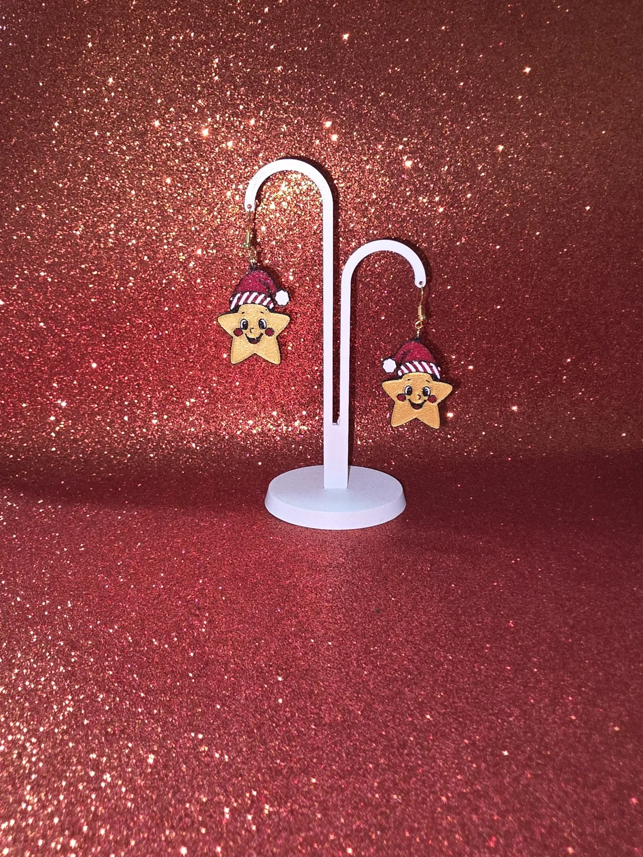 Happy Christmas star earrings view 3