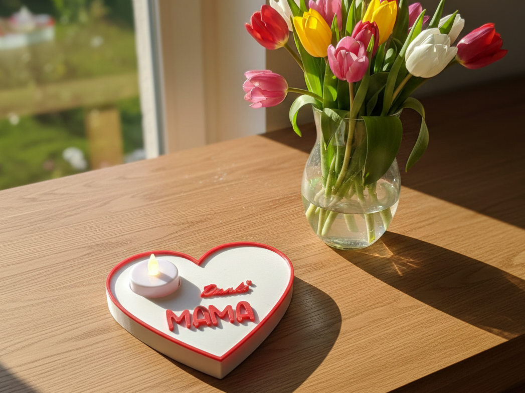 Herz-Teelichthalter "Danke Mama" - auch ohne AMS -
