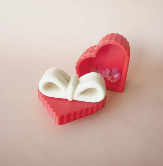 Heart Ribbon Gift Box with Lid - Free 3D Print Model - MakerWorld