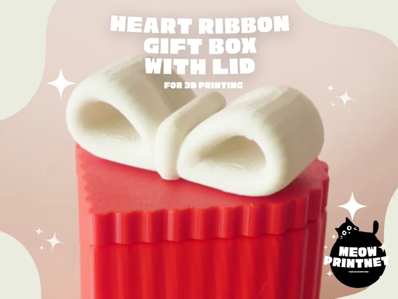 Heart Ribbon Gift Box with Lid