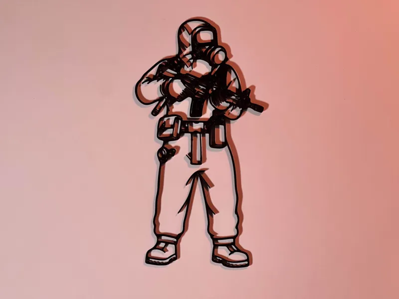Art mural Line Art Scientist Suit Rust