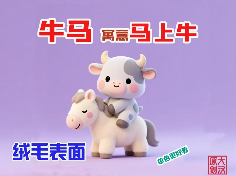 【2026马年】牛马（寓意马上牛）桌面公仔摆件