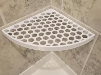 Corner Shelf Round Quadrant with Hexagon Pattern