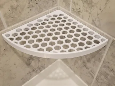 Corner Shelf Round Quadrant with Hexagon Pattern