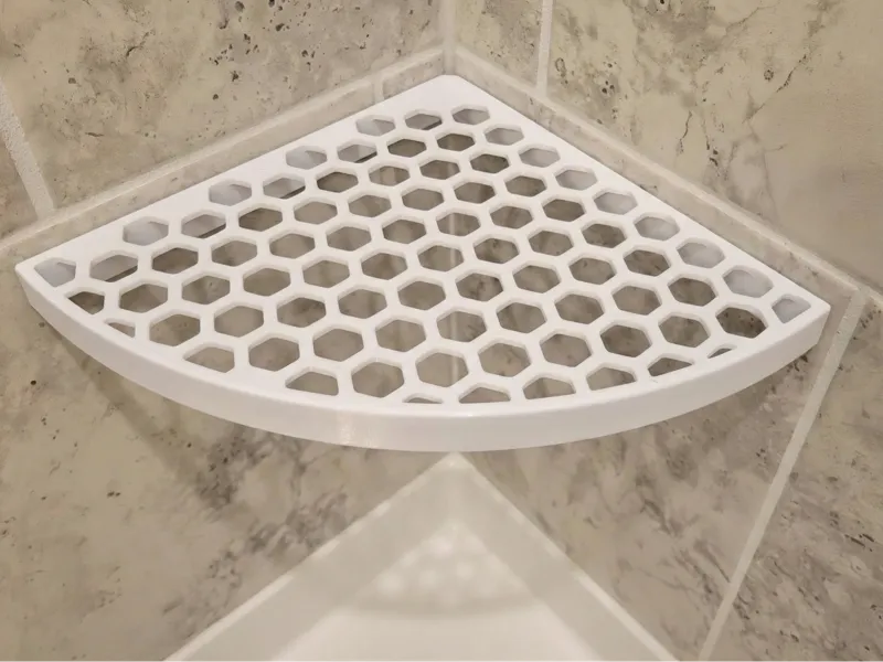 Corner Shelf Round Quadrant with Hexagon Pattern