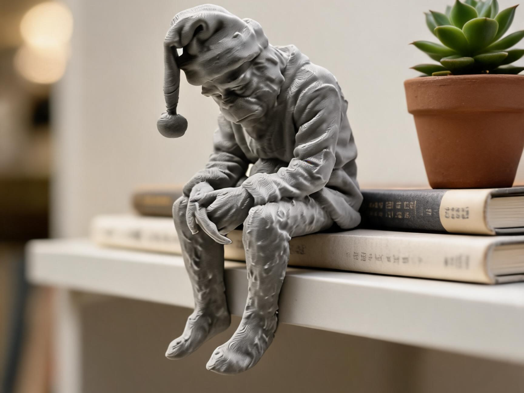 Sad Grinch Figurine sitting on a ledge!