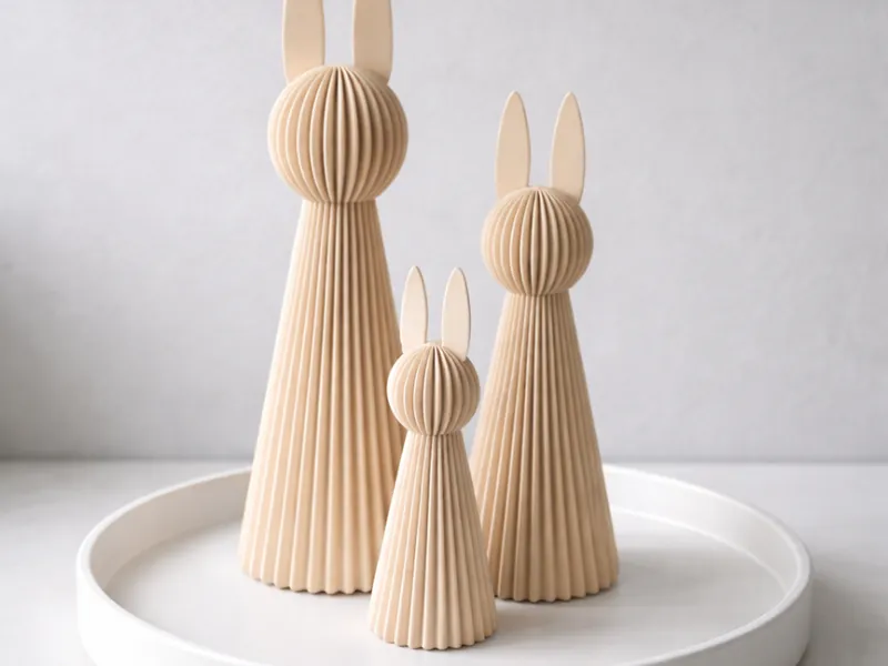 Minimalist Ribbed Easter Bunnies (Set of 3)