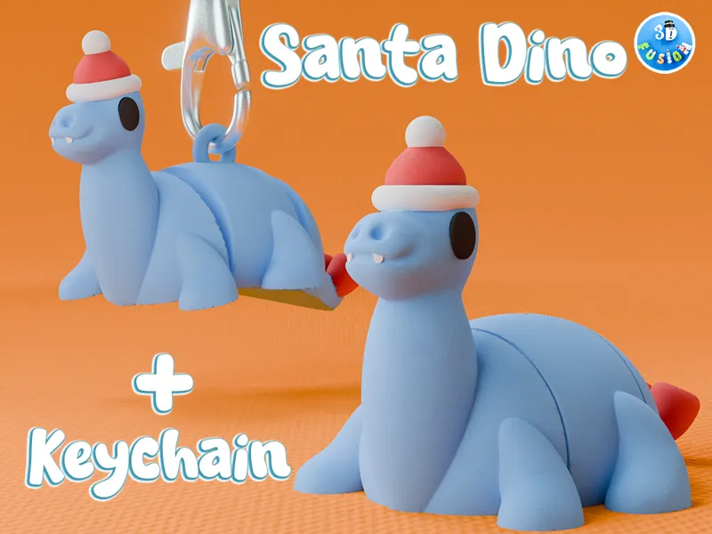 Cute Flexi Santa Dinosaur - Fidget Toy + Keychain