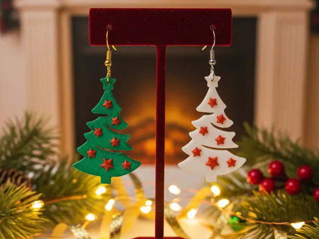Christmas Tree Earrings with Stars