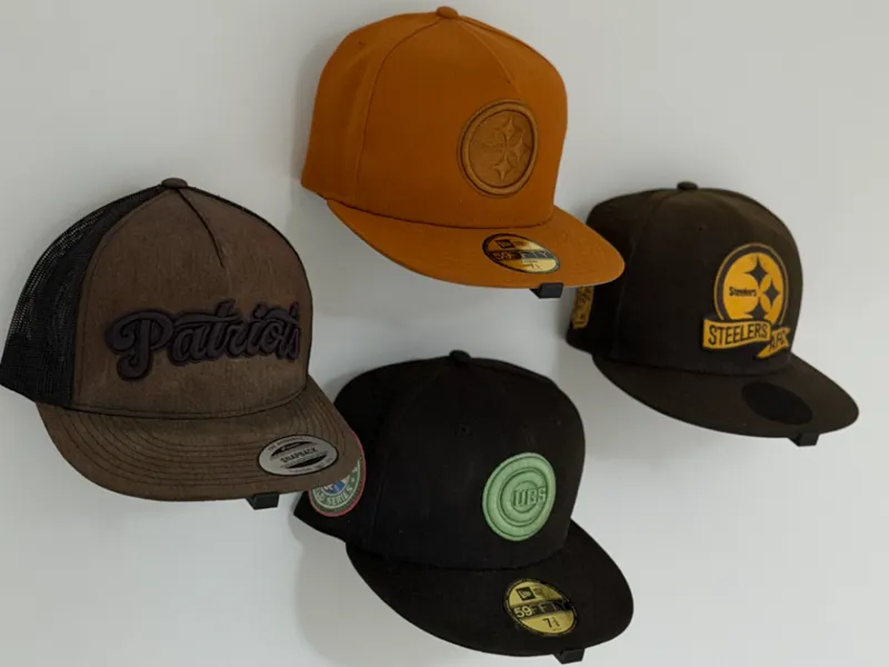Cap Display, No-Crush Hat Rack, Angled Wall Mount