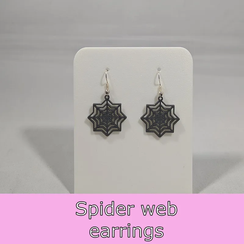 Spider web earrings view 2