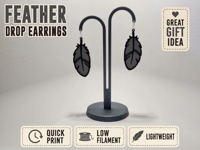 Two-Color Feather Drop Earrings
