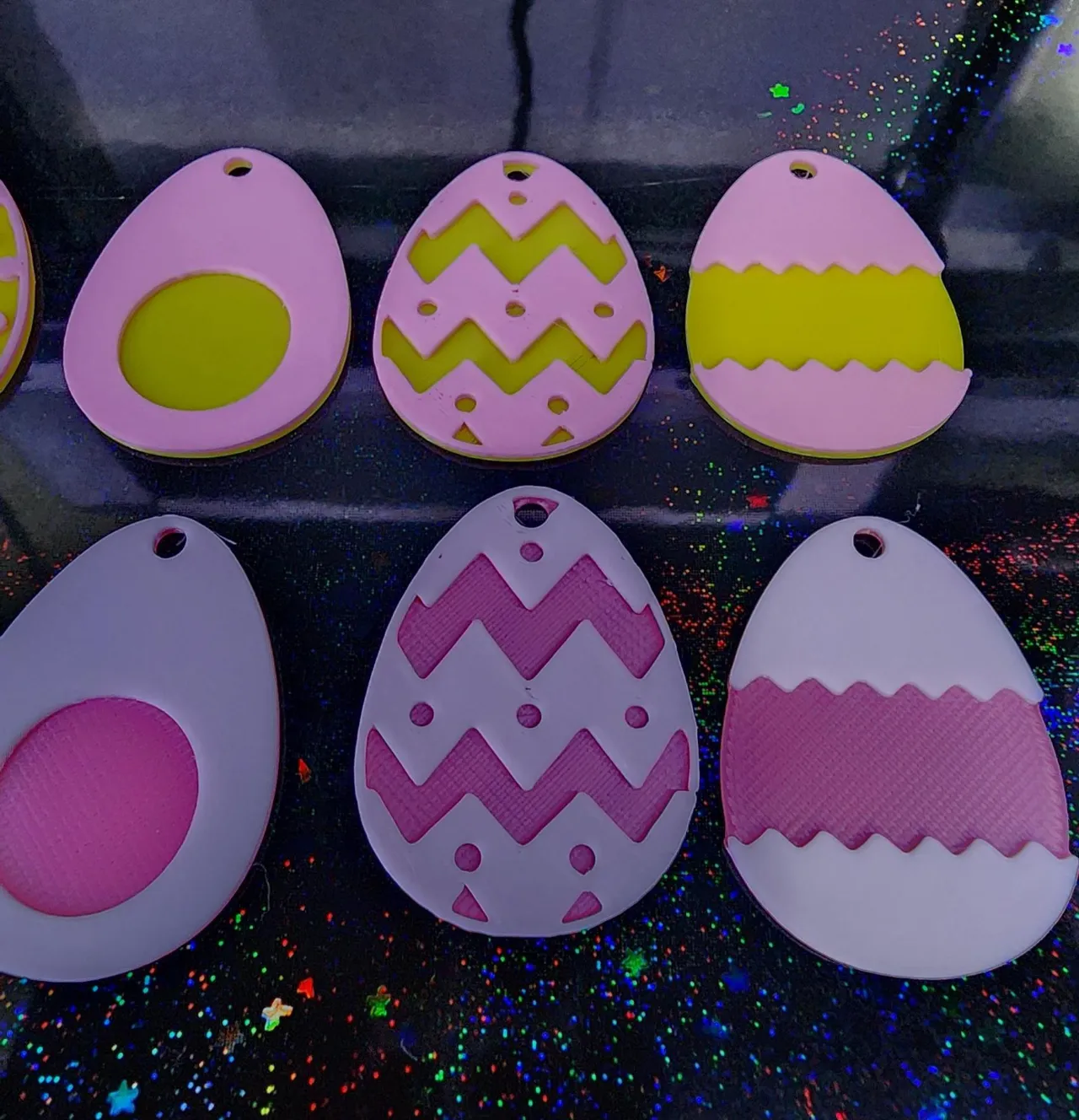 Cute Easter Egg Earrings Ready to Print, Color Change Done By Layer. view 2