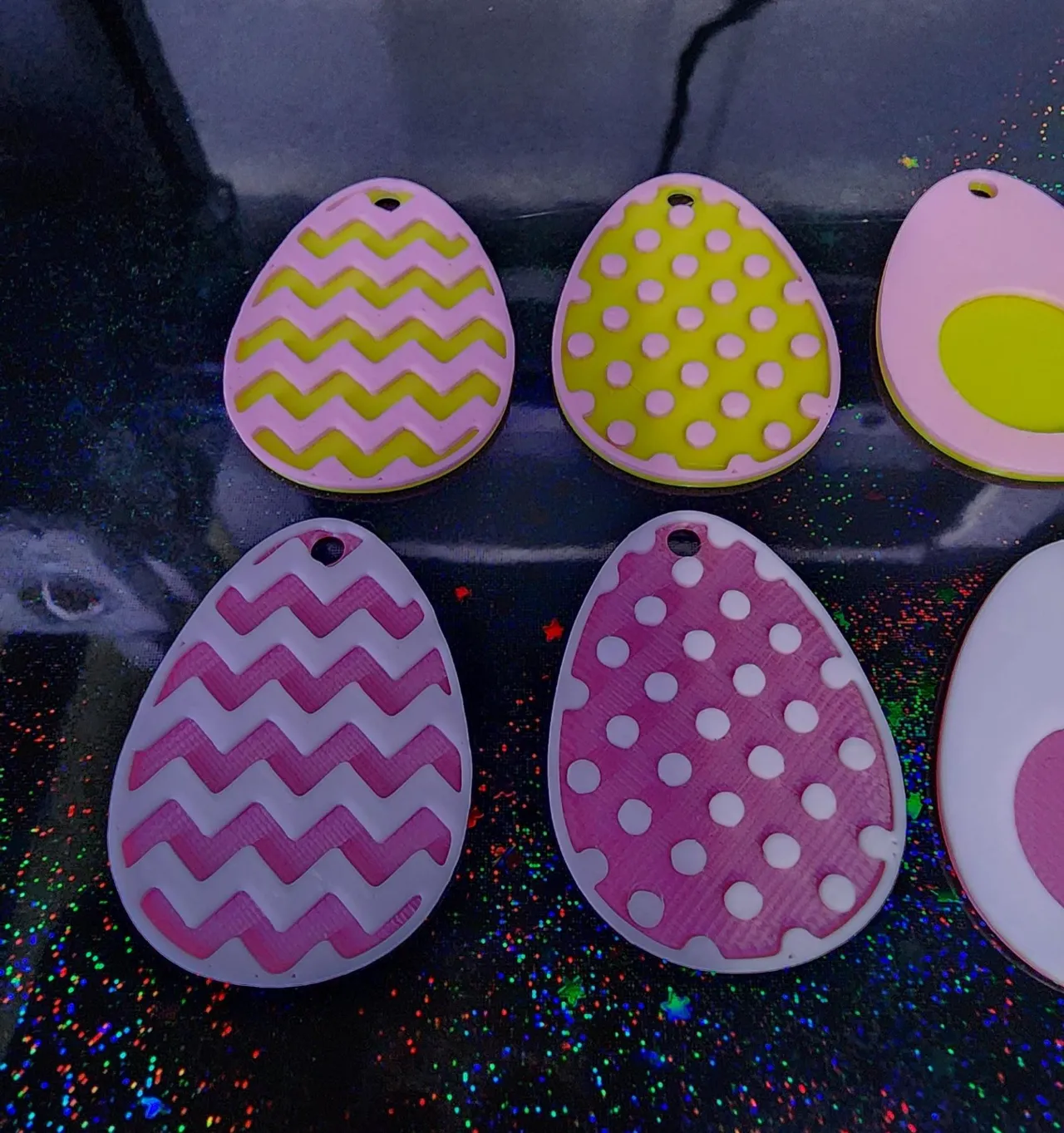 Cute Easter Egg Earrings Ready to Print, Color Change Done By Layer. view 3