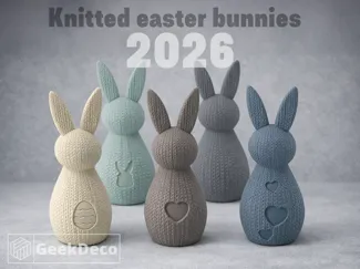 Knitted Easter Bunny Decor Set | Shelf Decoration