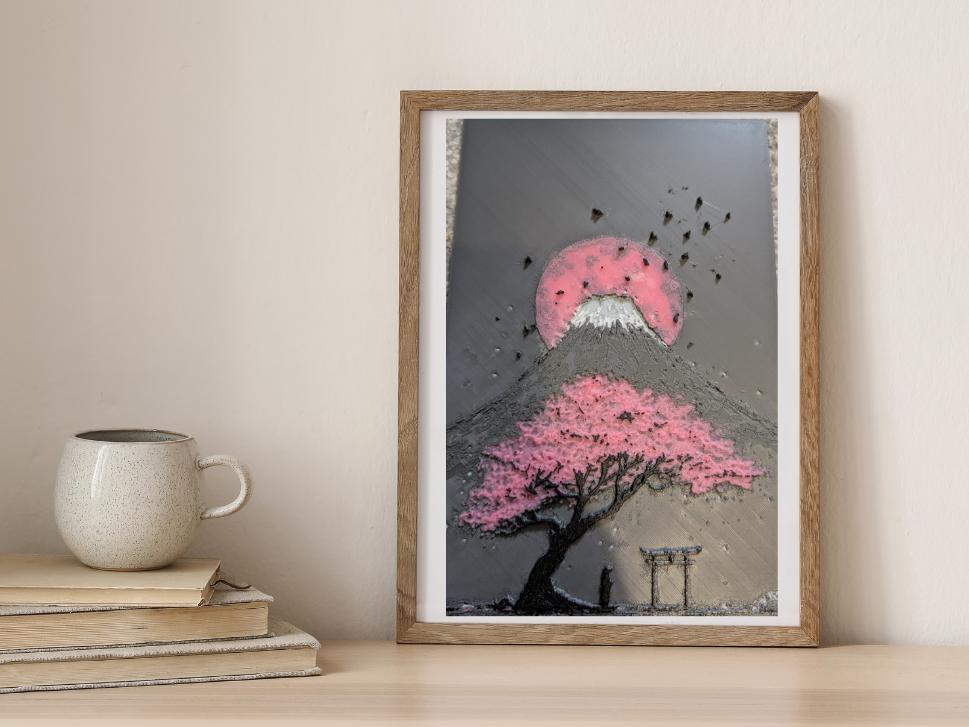 Mount Fuji Bonsai Cherry Blossom Wall Art 
