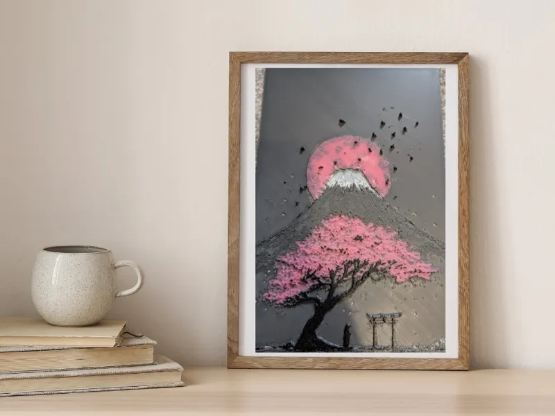 Mount Fuji Bonsai Cherry Blossom Wall Art