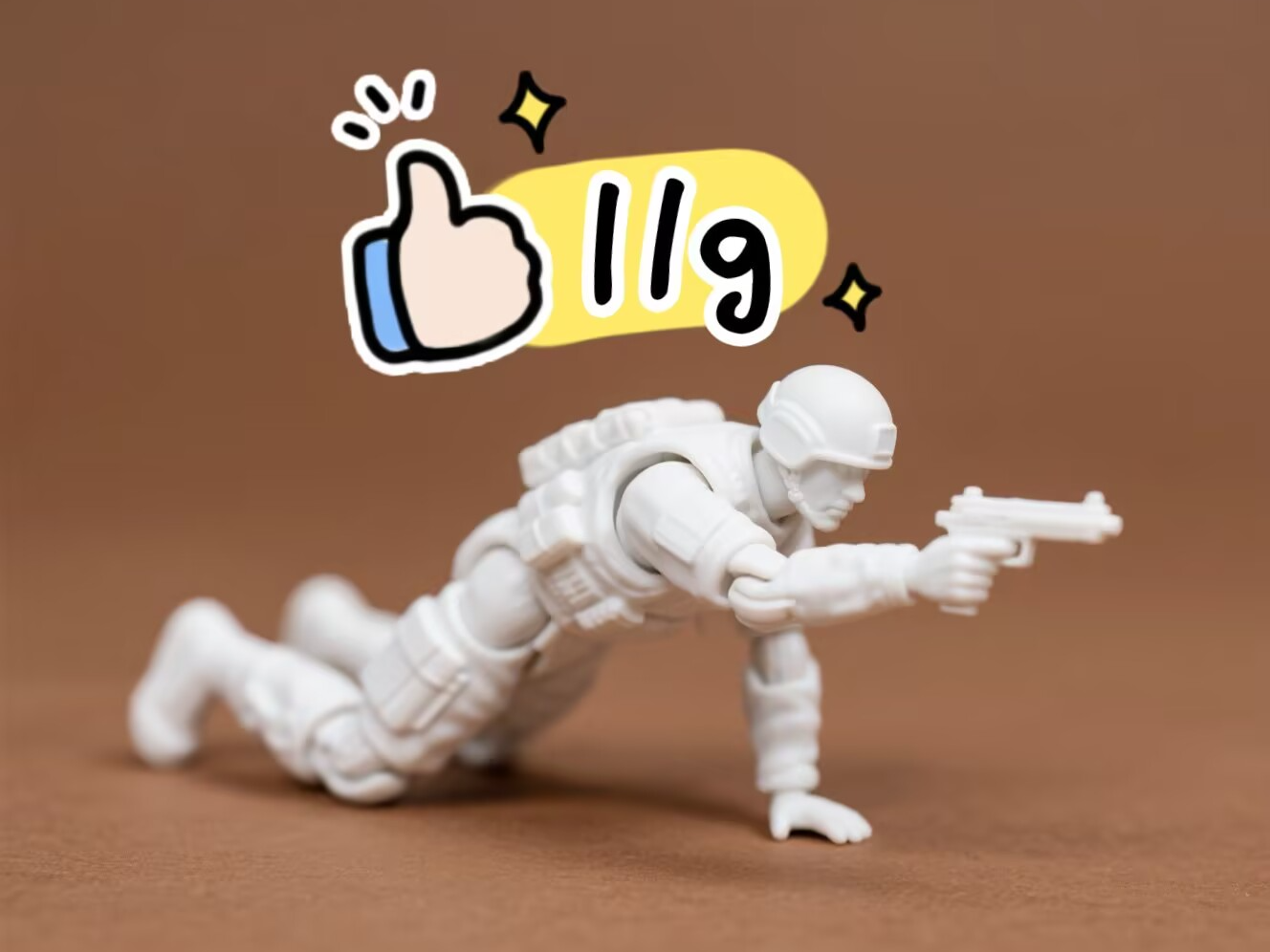士兵 特种部队 兵人 趴手枪 创意摆件