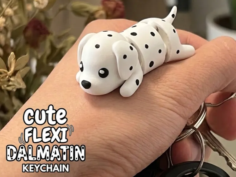 Cute Flexi Dalmatian Keychain | Fidget Toy! 