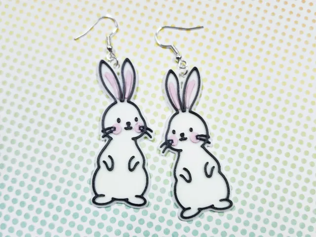 Bunny Rabbit Earrings, Quick Printing