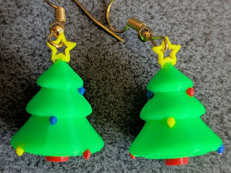 3D Christmas Tree Earrings