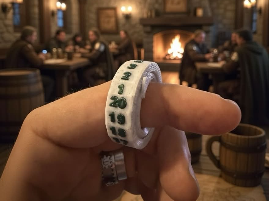 Spinning Fidget D20 Ring - Wearable Spindown Dice 