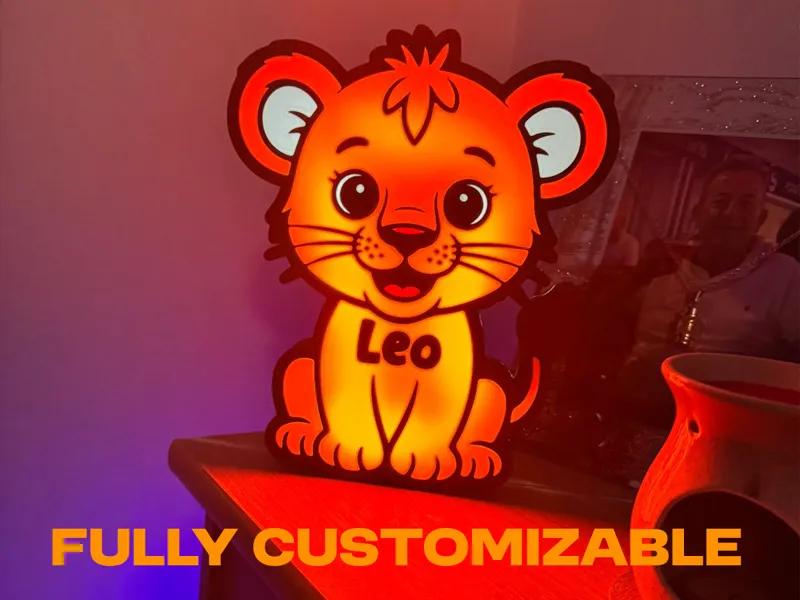 Lion Nursery Lightbox - Personalize with Any Name
