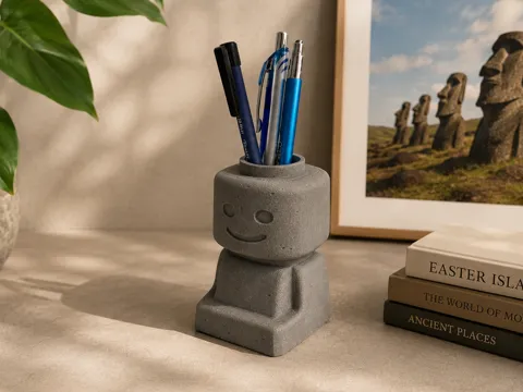 Organizador: Brick Man Moai Pen Holder – Desk Organizer — referencia de MakerWorld