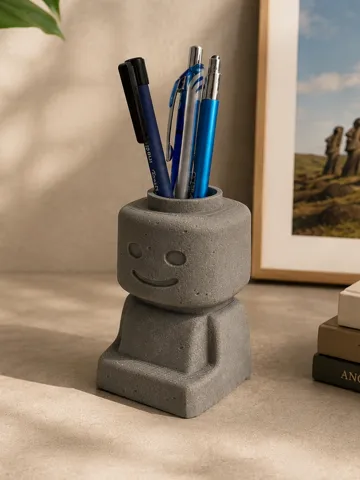 Organizador: Brick Man Moai Pen Holder – Desk Organizer — vista de referencia 2