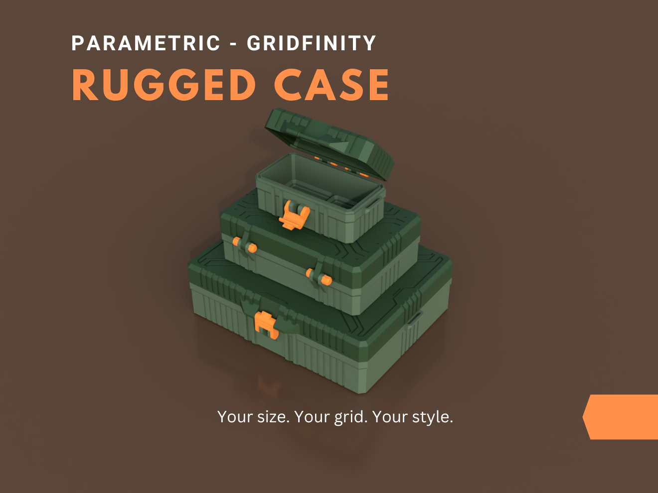 Parametric Rugged Box Gridfinity-Ready No Hardware